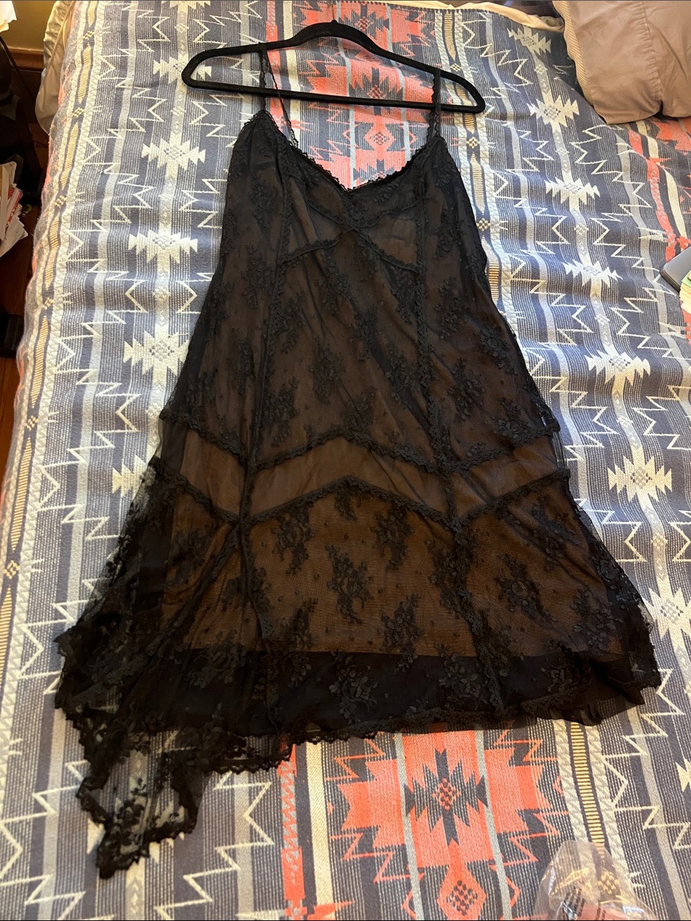 Jessica McClintock Black Lace Slip dress size 12